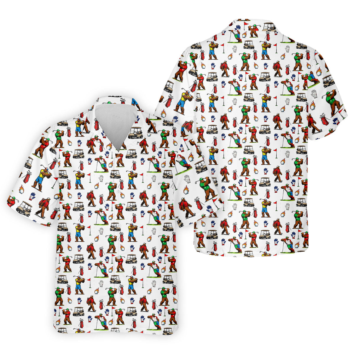 Bigfoot Golfer Pattern Men's Golf Shirt, Golf Polo Shirts For Men, Mens Golf Apparel