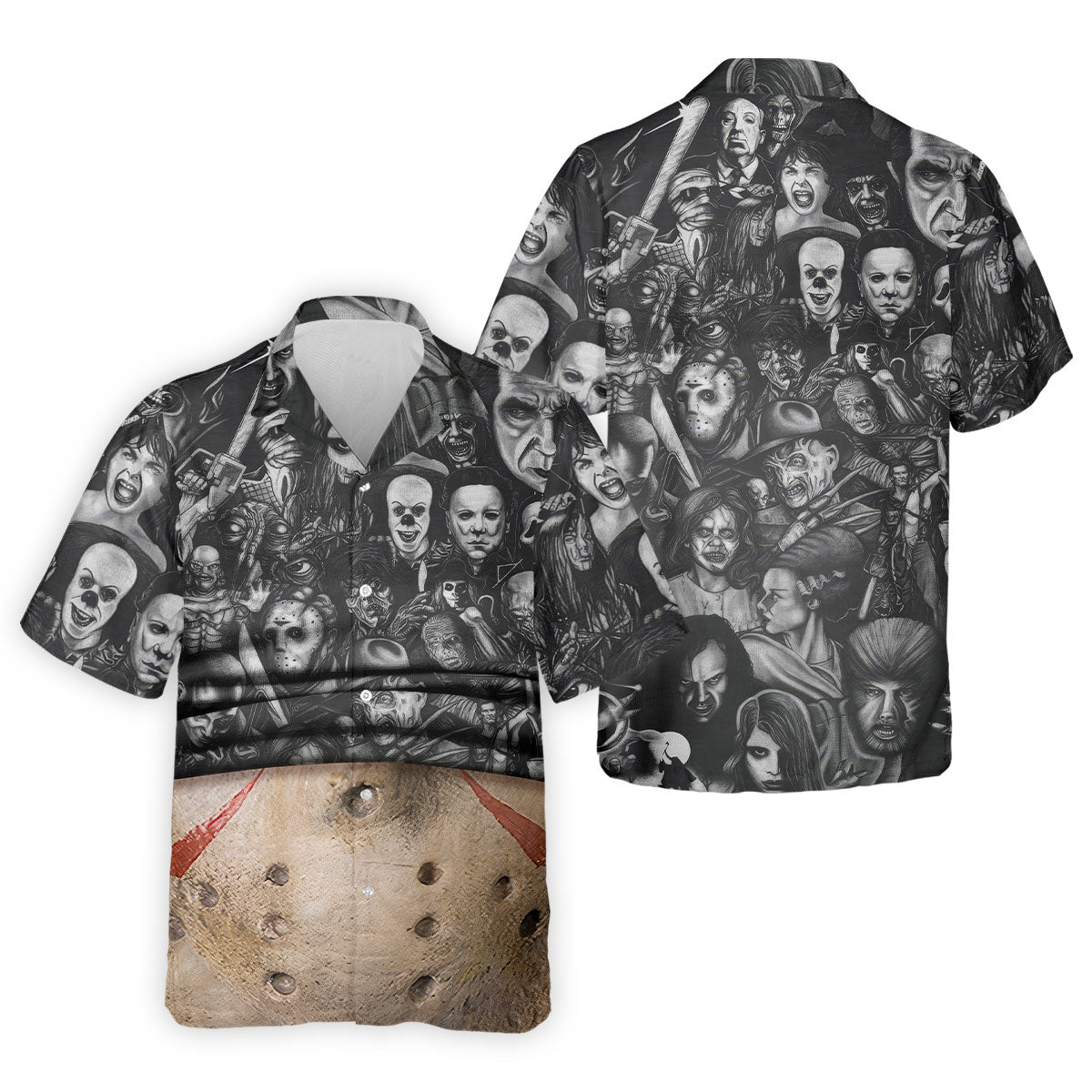 Hockey Mask Horror Character Halloween Polo Shirt, Golf Shirts For Men, Printed Golf Shirts
