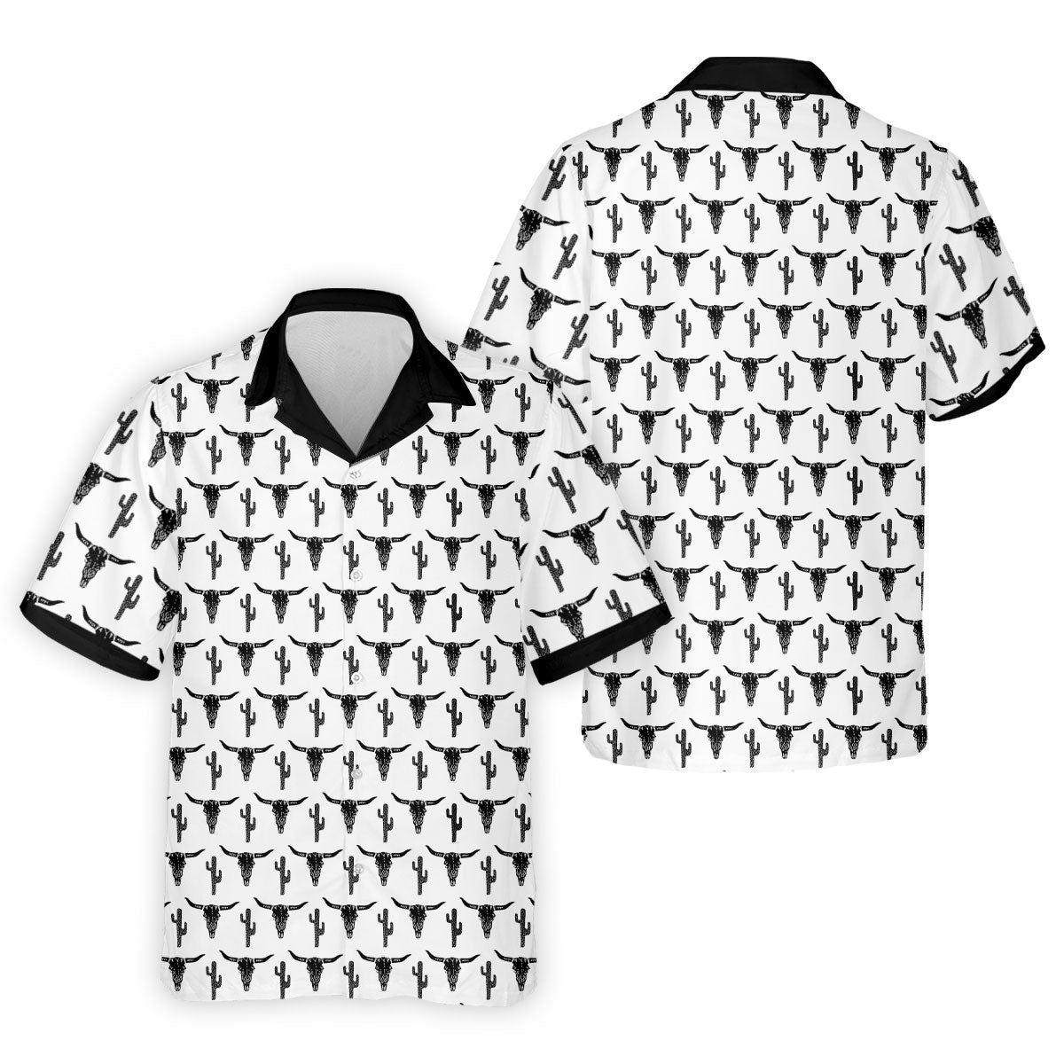 Longhorn Cow Skull Western Theme White Golf Tops For Men, Polo Shirts For Men, Golf Shirts For Men