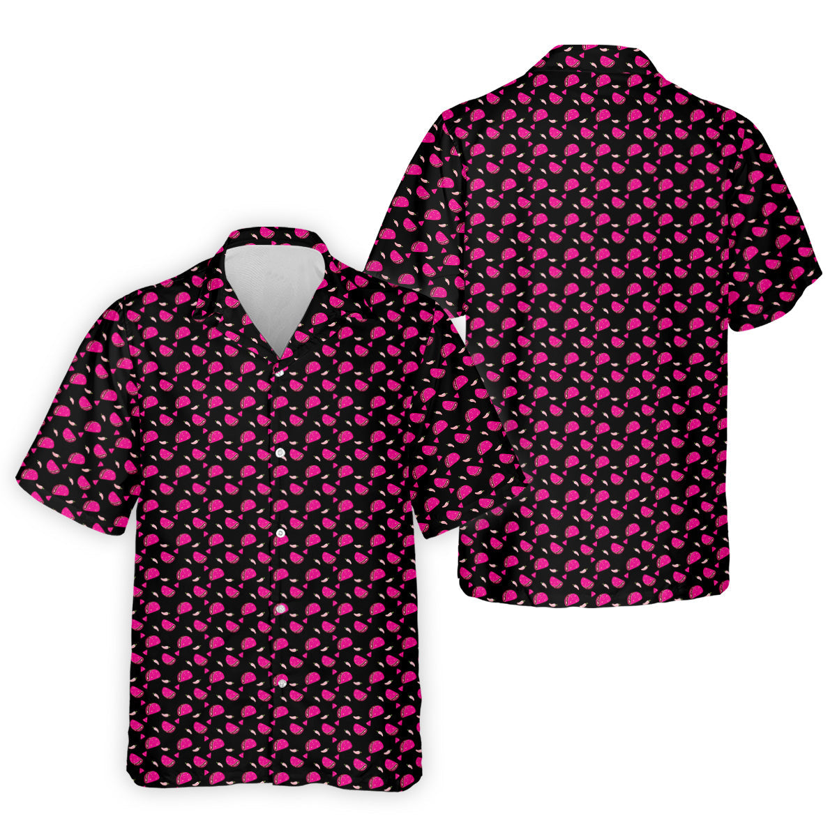The Pink Taco Seamless Pattern Black Golf Shirt, Golf Tops For Men, Tacos Lover Golf Gift For Men