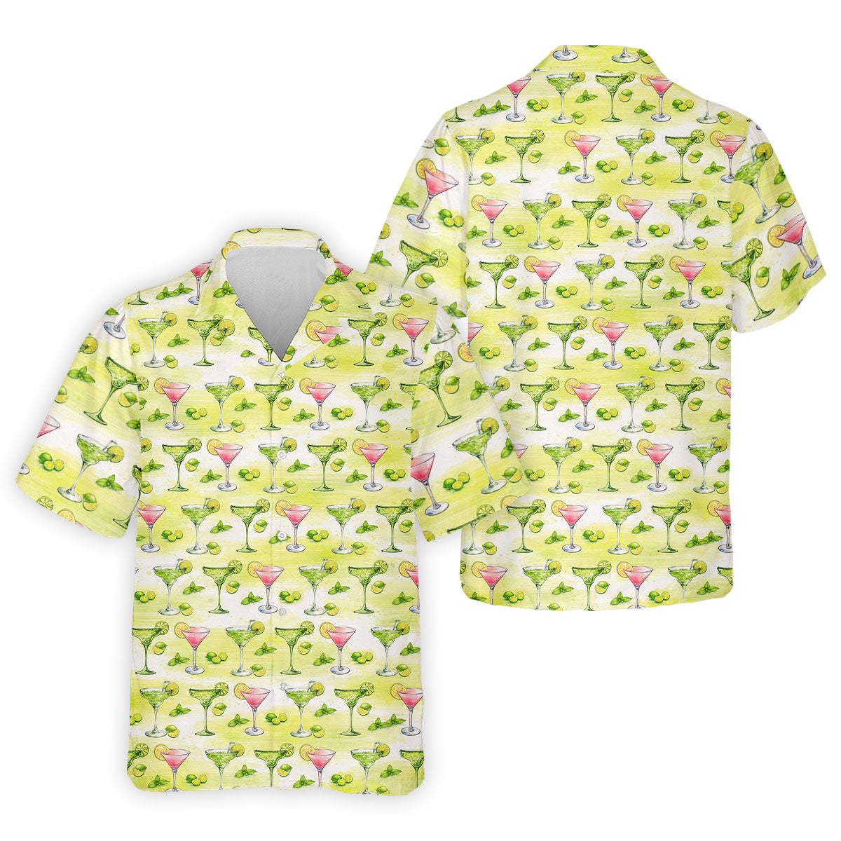 Vintage Margarita Cocktail Lime Pattern Golf Shirt, Mens Golf Shirts, Golf Apparel For Men