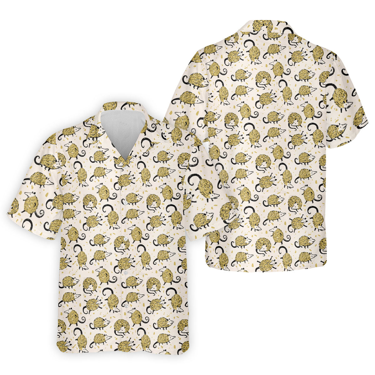 Cute Opossum Seamless Pattern Golf Tops For Men, Cute Golf Outfit, Polo Shirts For Men
