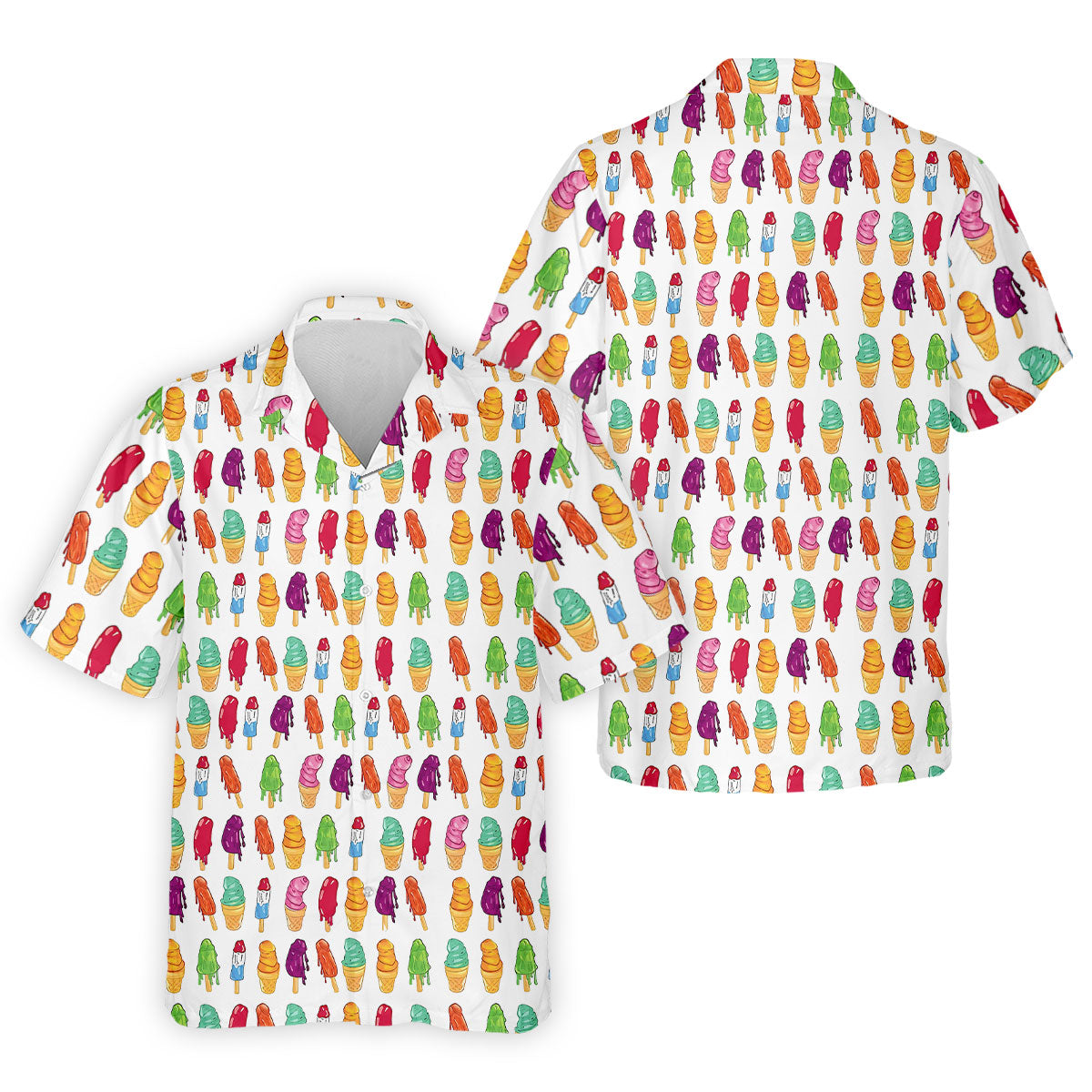 Colorful Ice Cream Pattern Golf Polo Shirt, Men's Golf Shirt, Golf Apparel For Men