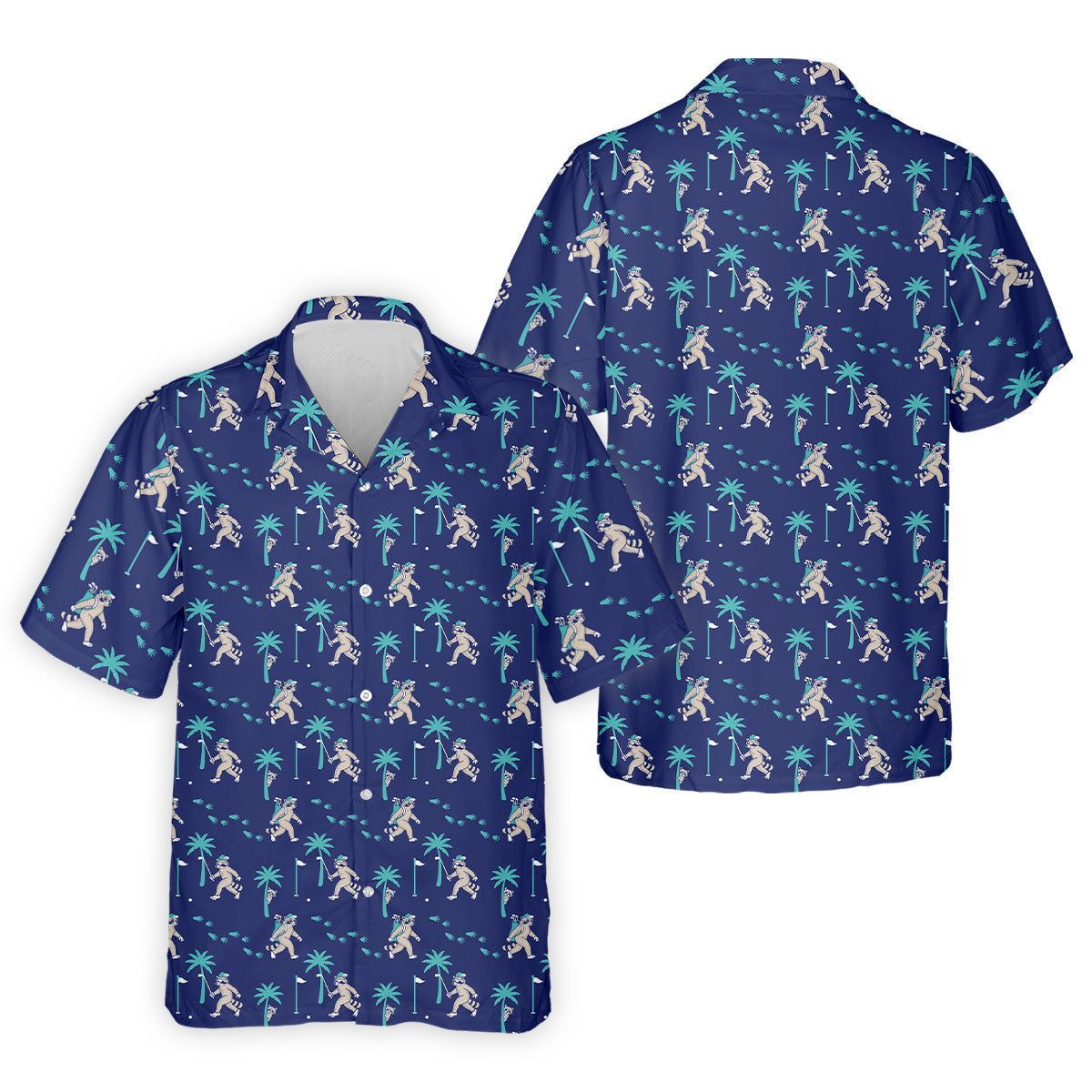 Funny Raccoon Tropical Golf Pattern Polo Shirt, Men's Golf Shirt, Golf Apparel For Men