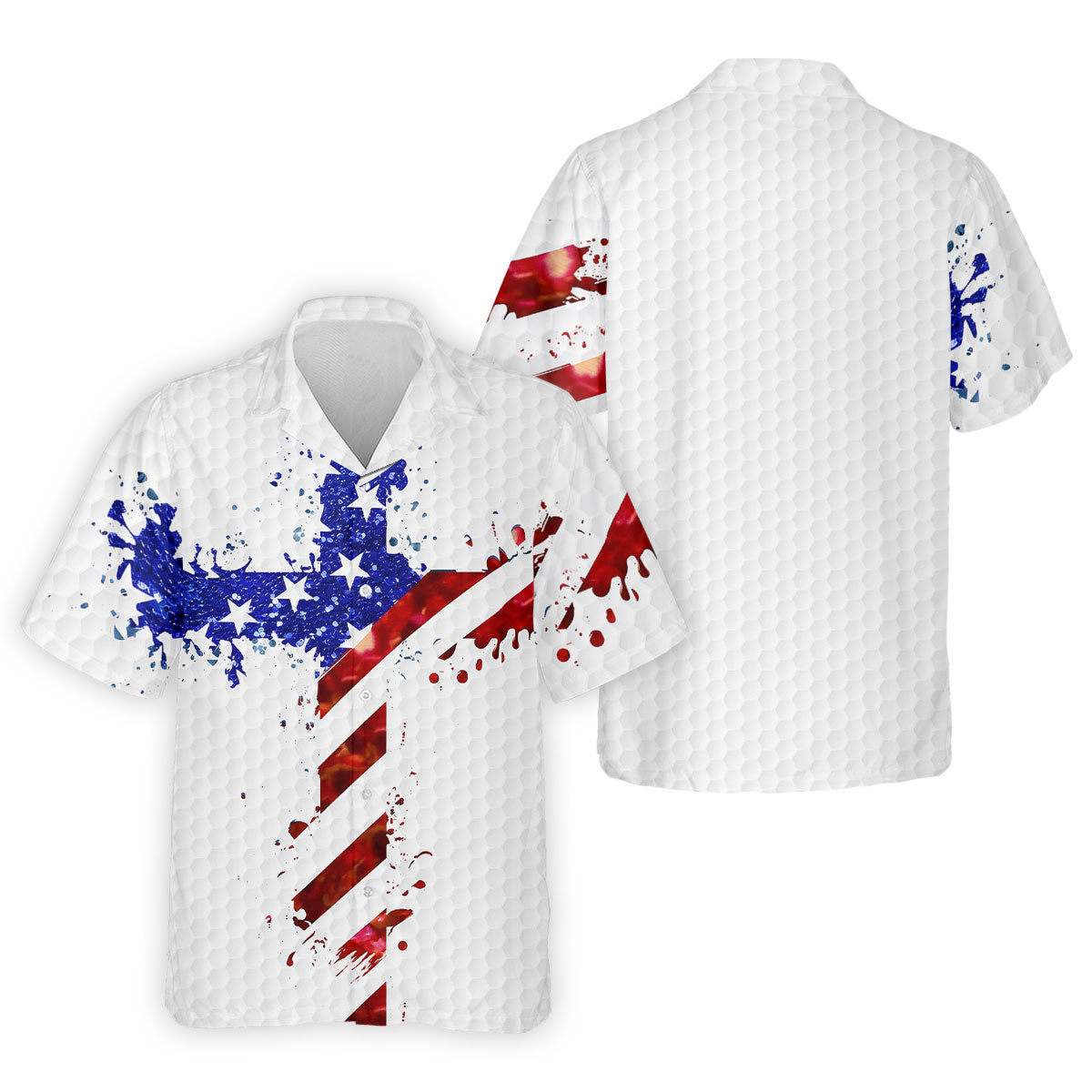 Red White Blue Paint Splash Faith Cross Patriotic Golf Shirt, 250 Years 4th Of July Golf Shirts For Men