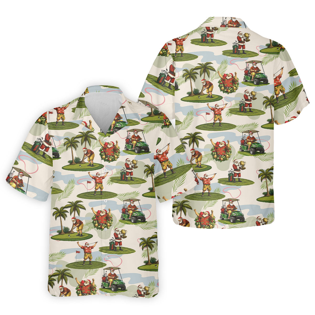 Santa Claus Golf Christmas Pattern Polo Shirt, Mens Golf Polo, Christmas Golf Shirt