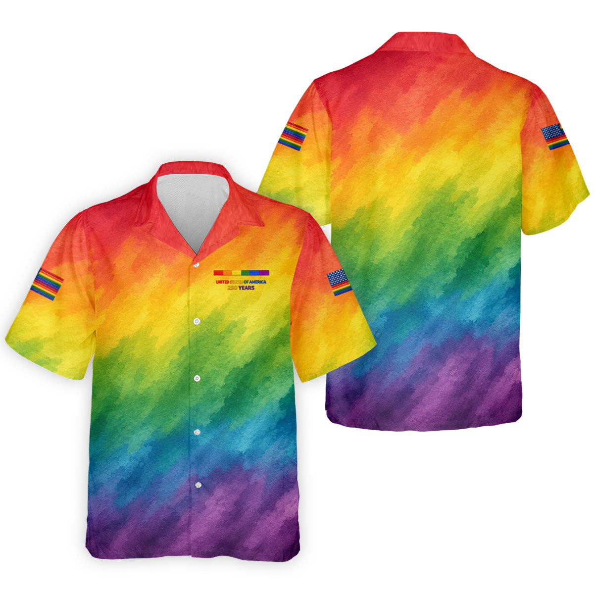 USA 250 Years LGBT Rainbow Golf Tops For Men, LGBT Pride Month Patriotic Golf Shirt