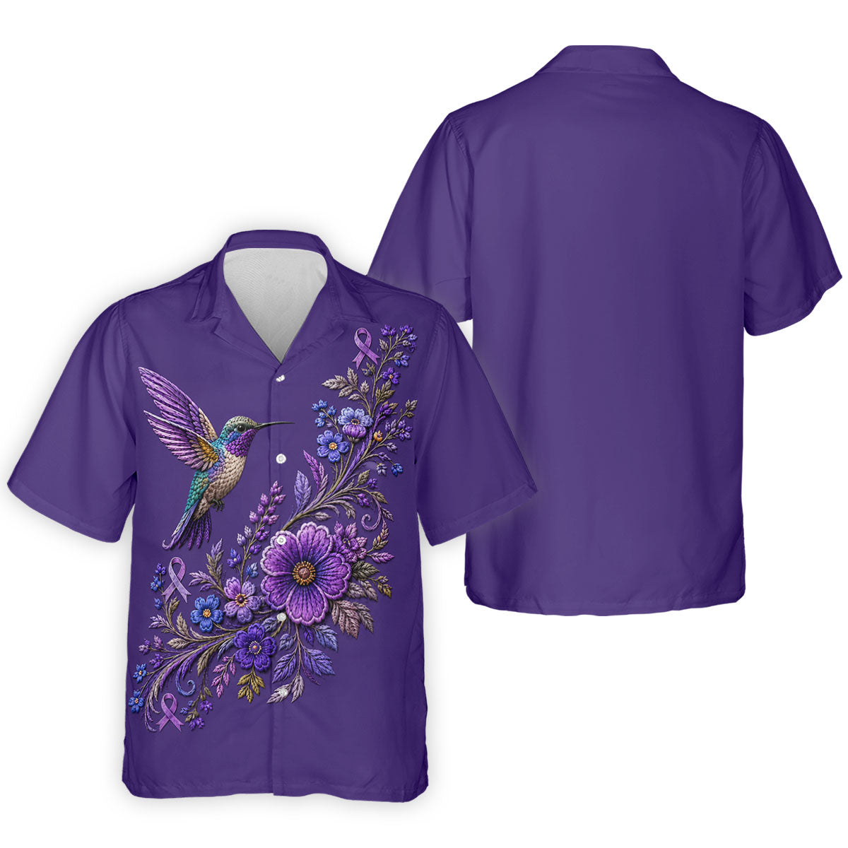Purple Hummingbird Cancer Awareness Polo Shirt, Golf Shirts For Men, Mens Golf Apparel