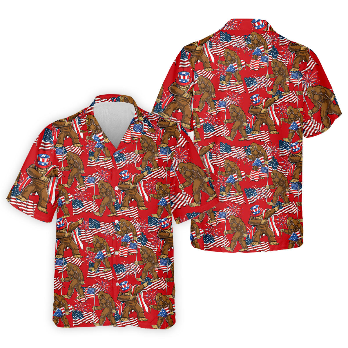 US Flag Pattern 250 Years Bigfoot Golf Shirt, Patriotic 4th Of July Golf Shirts For Men