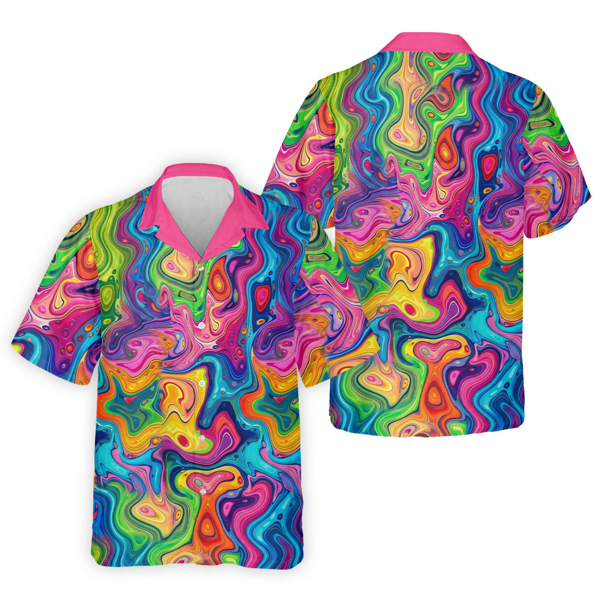 Liquid Marble Colorful Print Golf Tops For Men, Polo Shirts For Men, Golf Shirts For Men