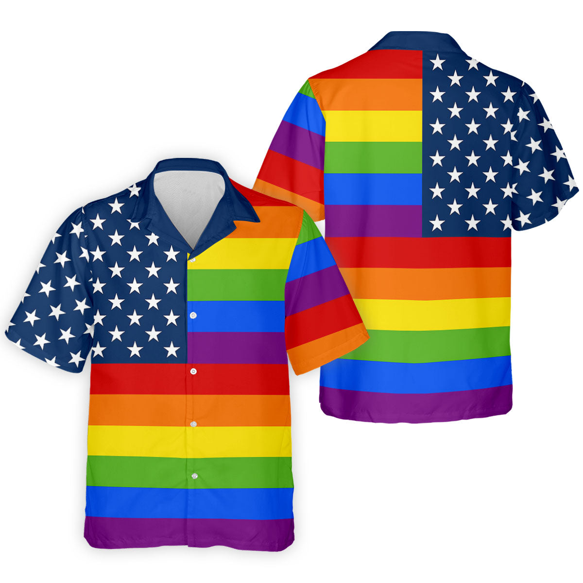 Gay Pride American Flag Golf Tops For Men, Pride Month Golf Shirts For Men