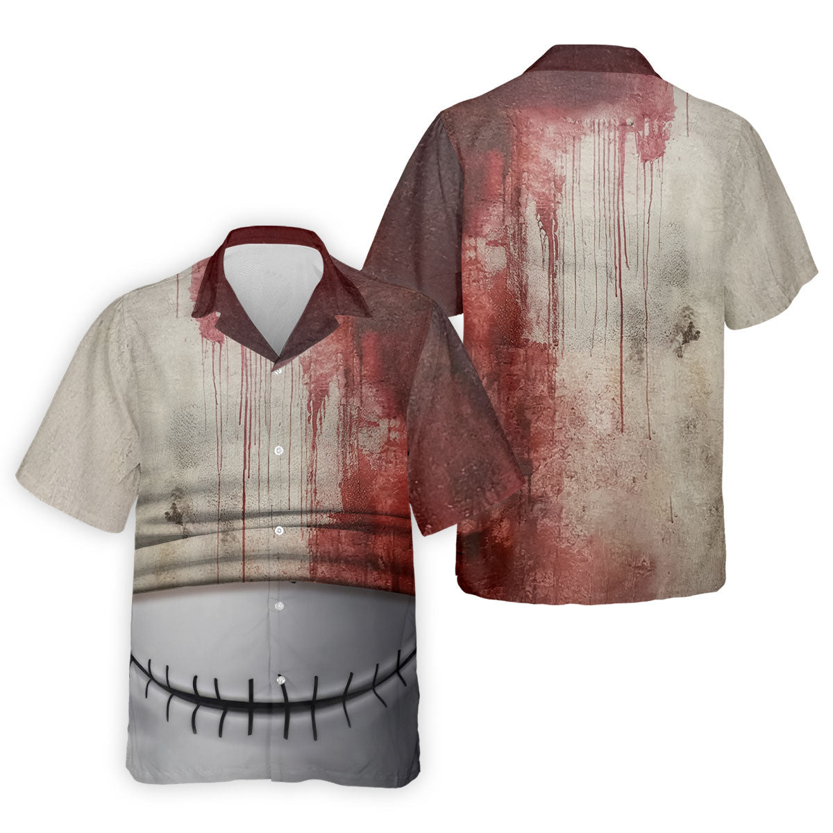 Stitched Skull Horror Character Halloween Polo Shirt, Golf Apparel For Men, Mens Golf Polo