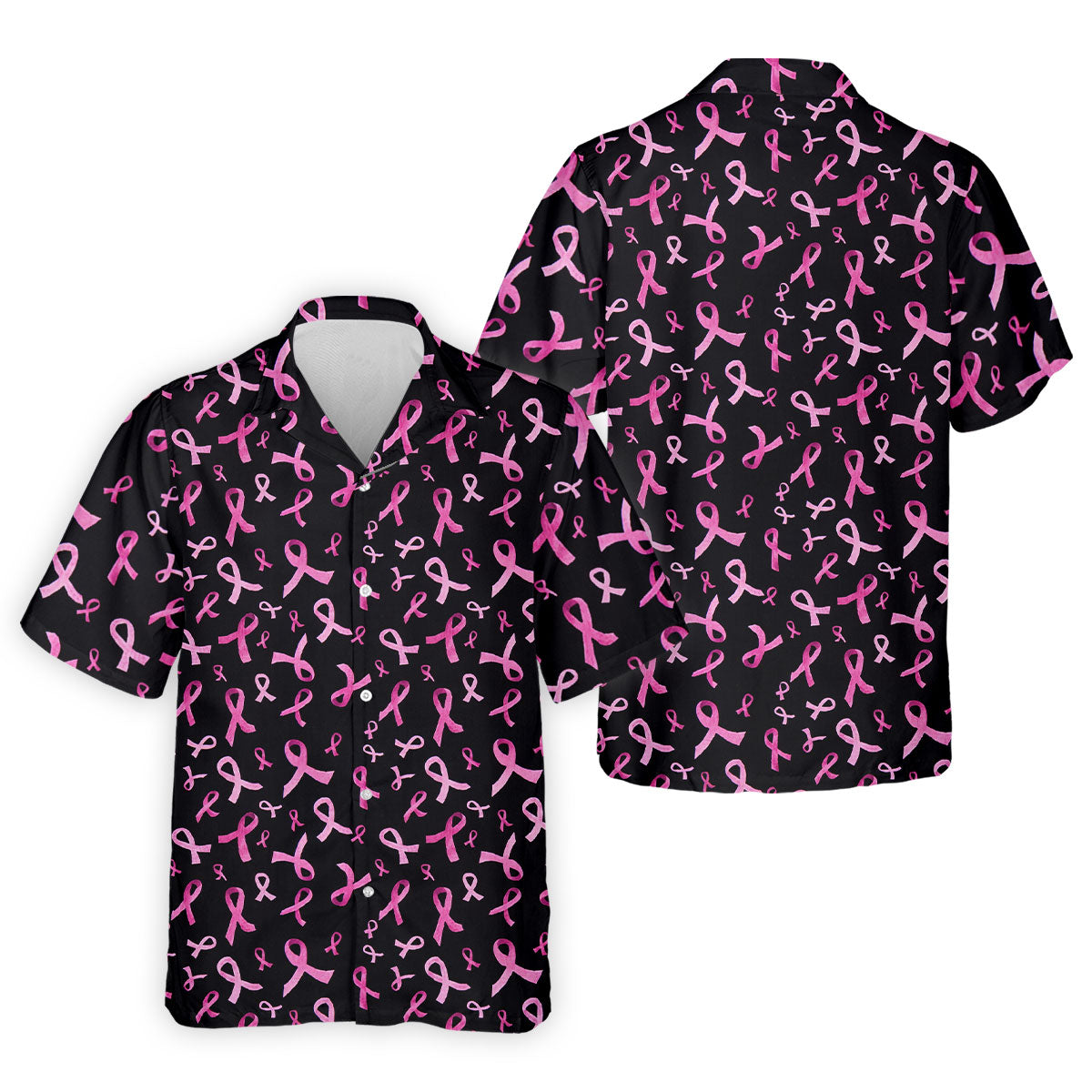 Watercolor Pink Ribbon Breast Cancer Polo Shirt, Polo Shirts For Men, Printed Golf Shirts