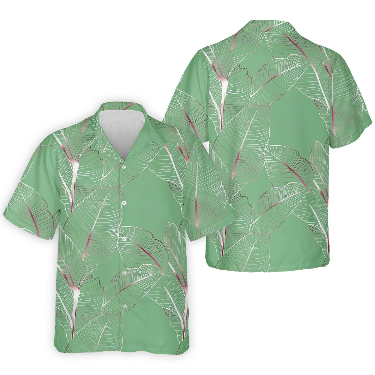 Tropical Leaves Green Golf Shirt, Summer Hawaiian Golf Shirt, Golf Shirts For Men