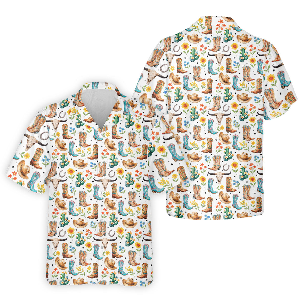 Western Cowboy Boots Floral Pattern Golf Shirt, Mens Golf Apparel, Golf Polo Shirts For Men