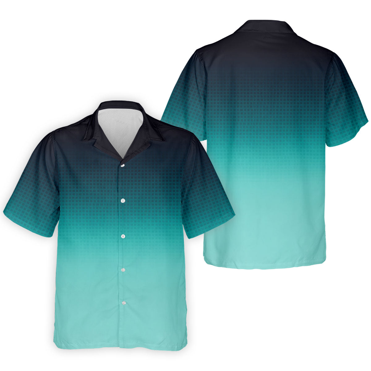 Turquoise Gradient Hawaiian Golf Shirt, Golf Tops For Men, Polo Shirts For Men