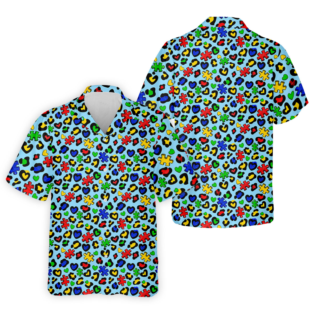 Autism Awareness Color Leopard Pattern Blue Golf Shirt, Golf Tops For Men, Polo Shirts For Men, Golf Shirts For Men