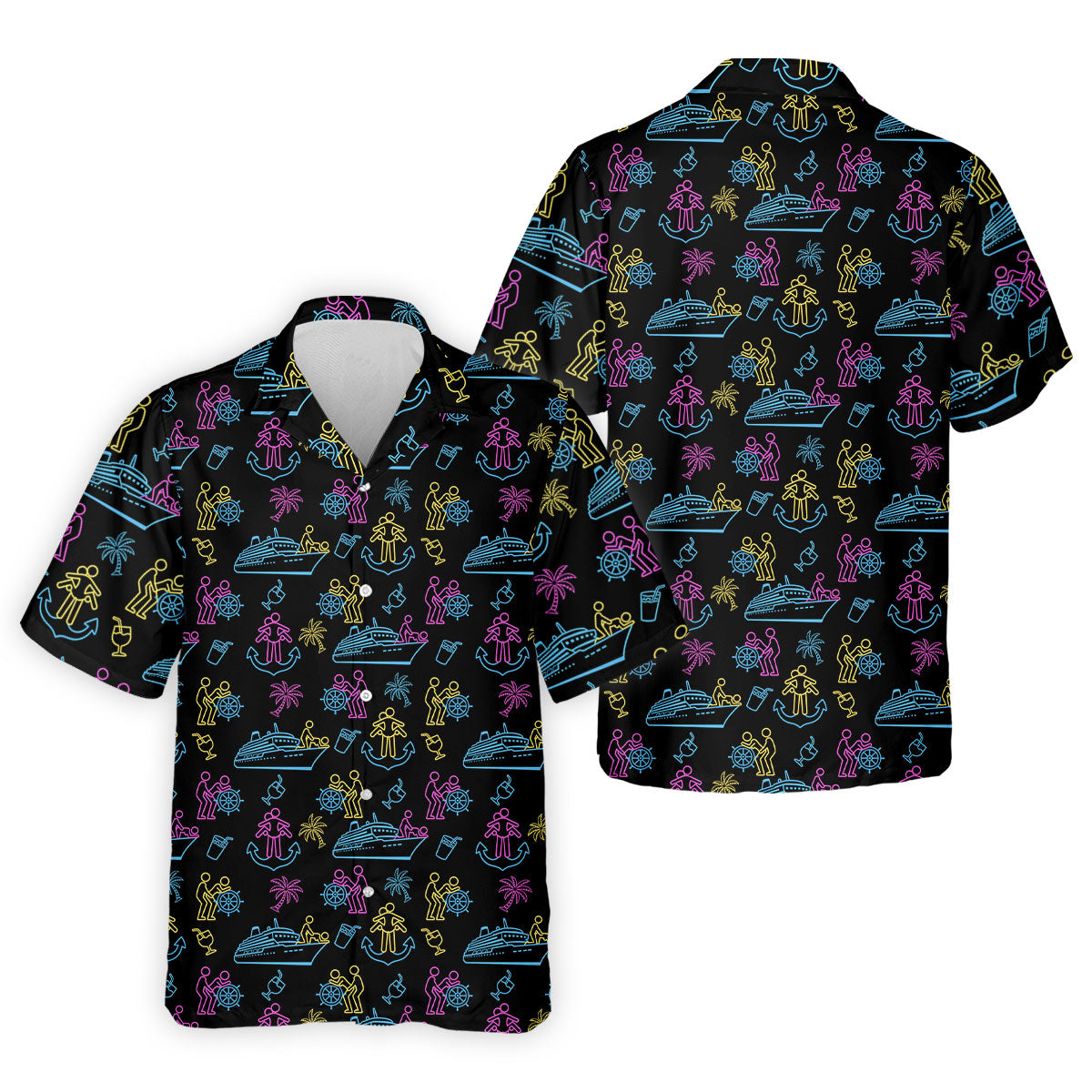 Funny Adult Cruise Vacation Pattern Polo Shirt, Mens Golf Polo, Printed Golf Shirts