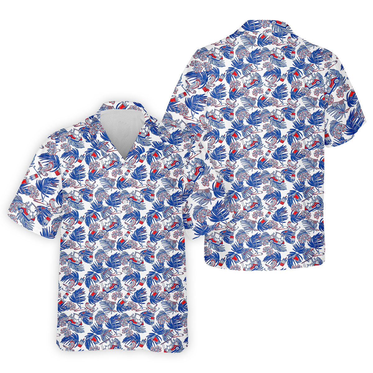 Par-Tee In The USA Red White Blue Tropical Golf Shirt, 250 Years Patriotic 4th Of July Golf Shirts For Men