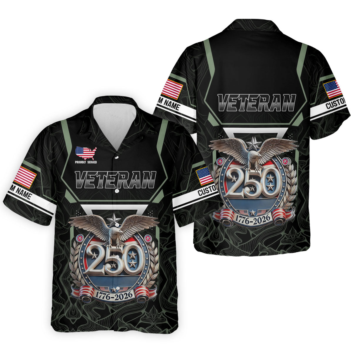 Personalized Veteran America 250 Polo Shirt Gray Accent, Golf Polo Shirts For Men, Mens Golf Shirts
