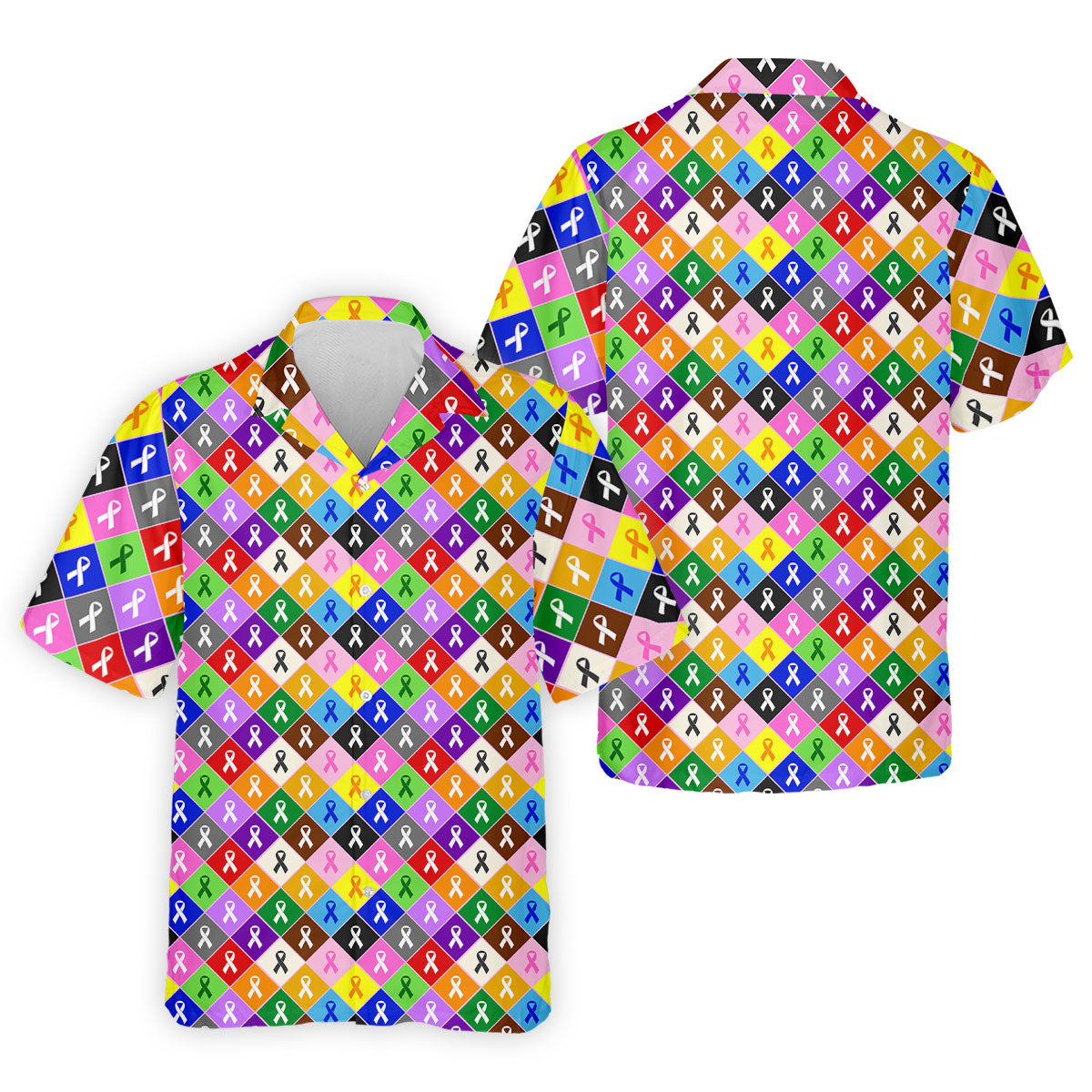 Colorful Awareness Ribbon Breast Cancer Golf Polo, Mens Golf Shirts, Printed Golf Shirts
