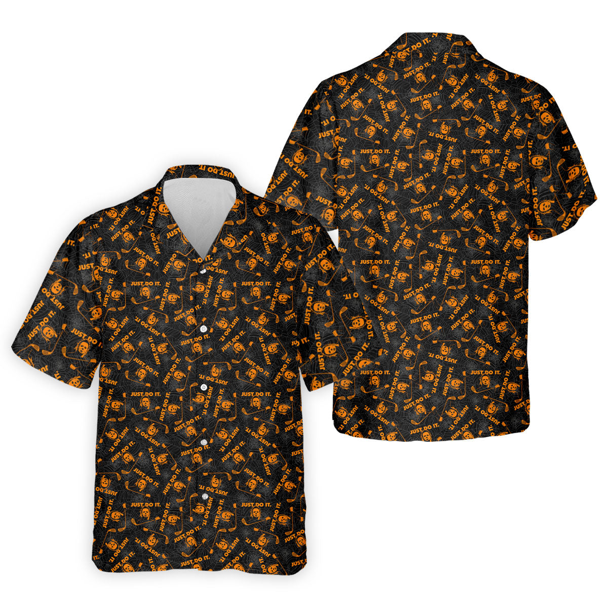 Horror Character Spider Web Pattern Halloween Polo Shirt, Men's Golf Shirt, Hawaiian Golf Shirt