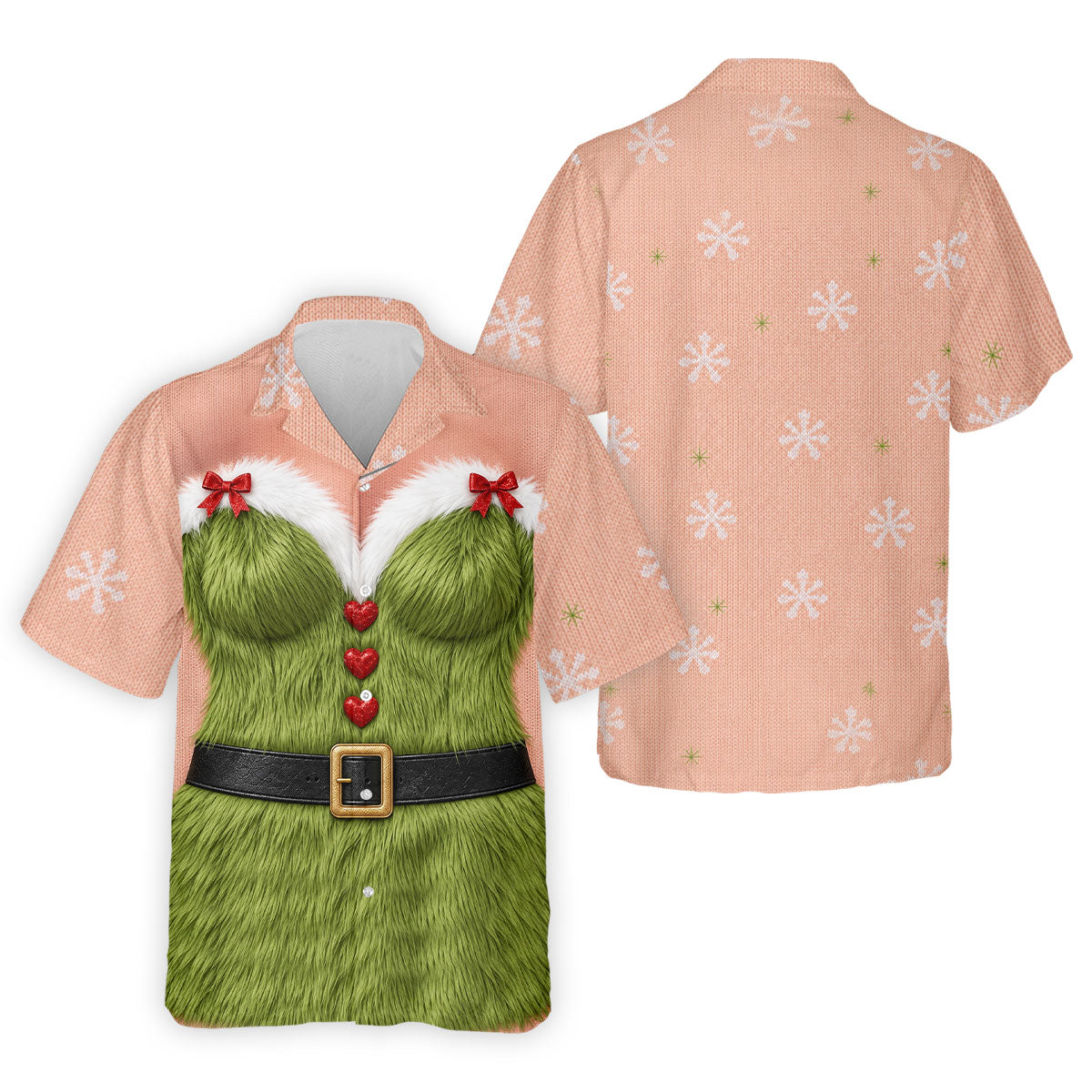 Funny Green Furry Christmas Costume Polo Shirt, Mens Golf Polo, Golf Apparel For Men