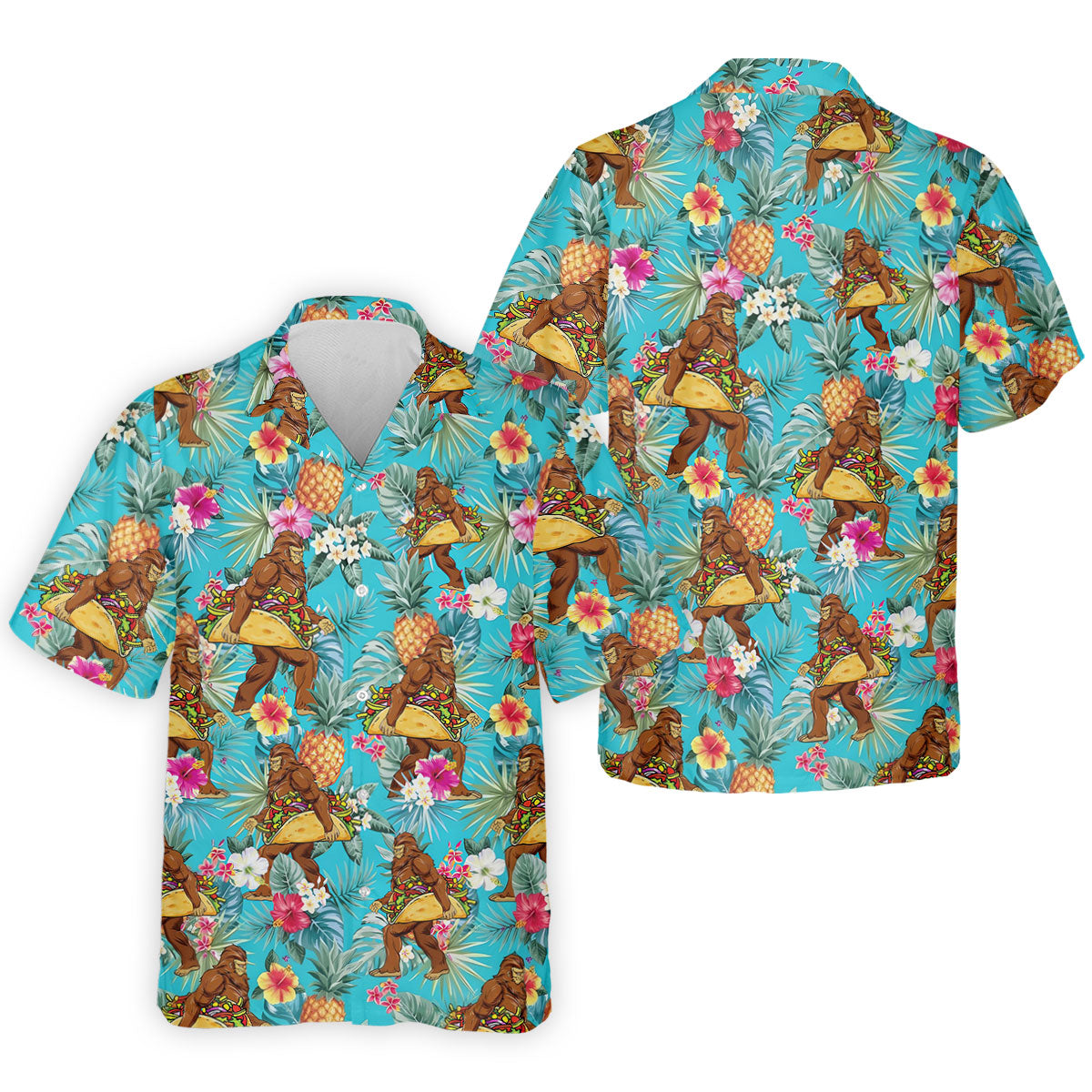 Bigfoot Taco Fiesta Time Hawaiian Golf Shirt, Cinco De Mayo Celebration Golf Shirts For Men