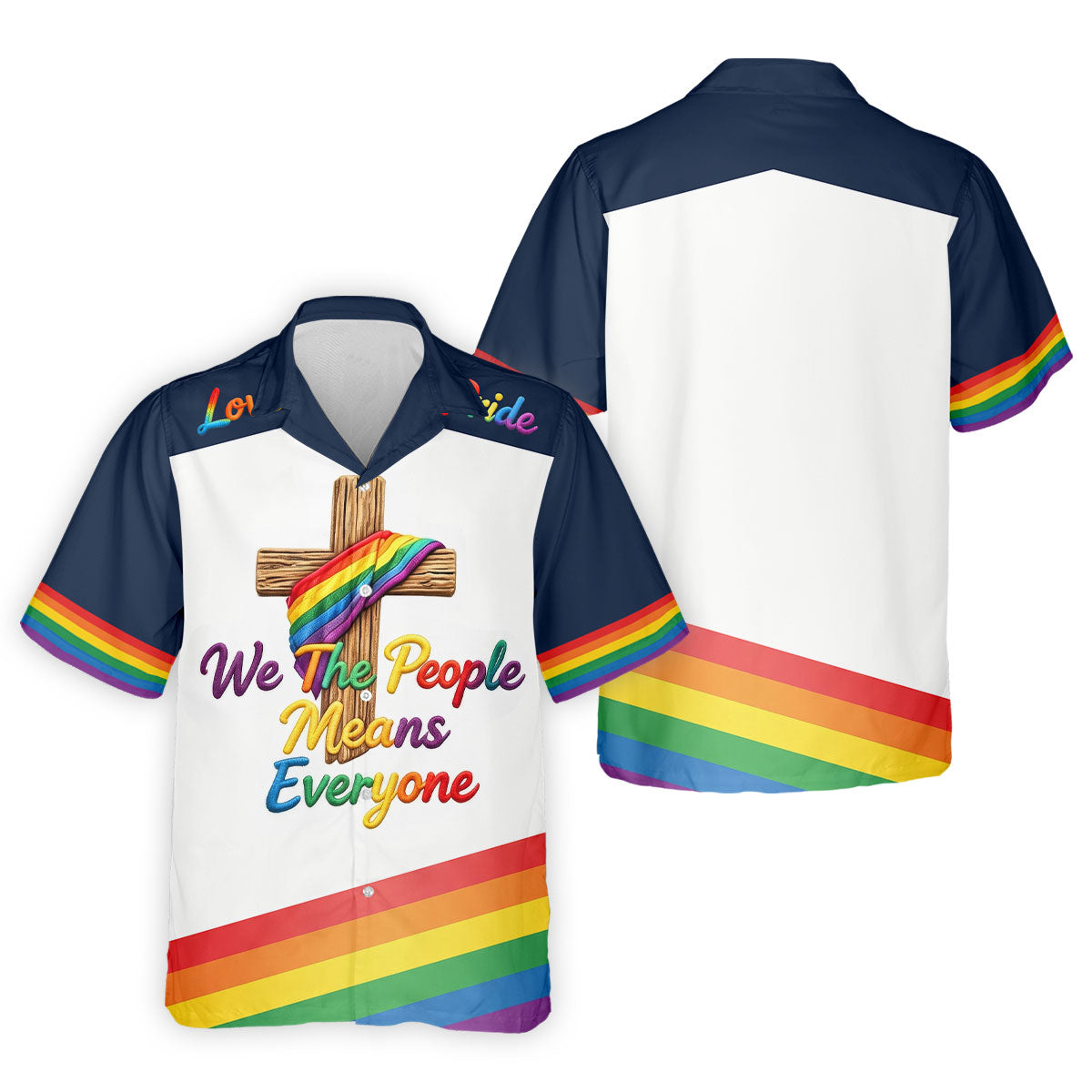 We The People Means Everyone Faith Cross LGBT Support Golf Tops For Men, Golf Shirts For Men