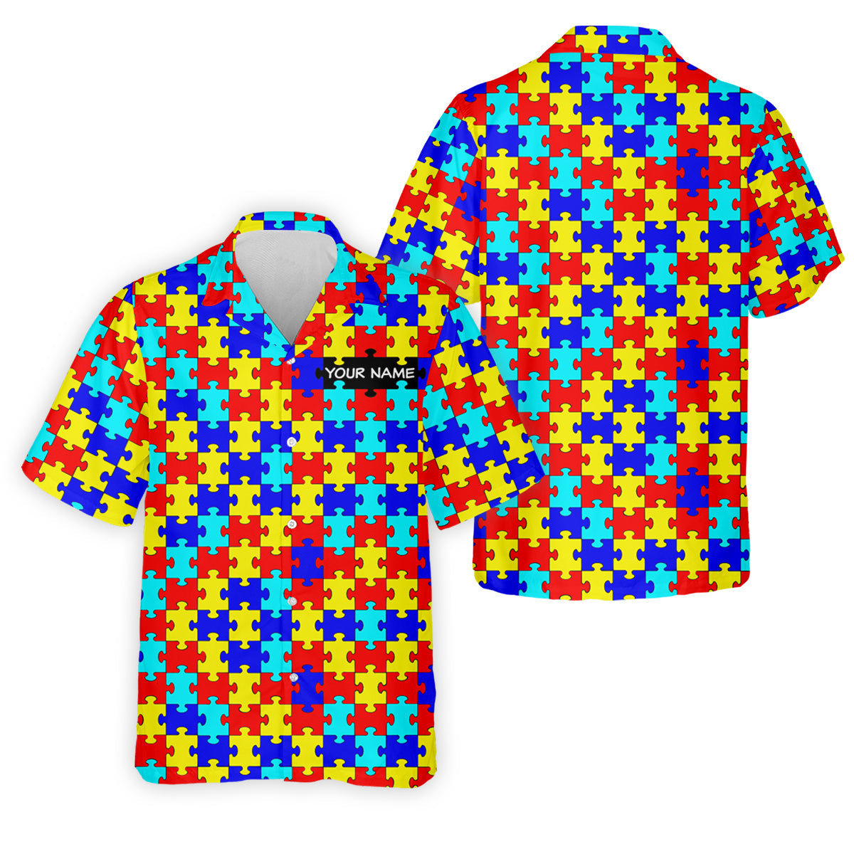 Autism Awareness Colorful Puzzle Pattern Golf Tops For Men, Polo Shirts For Men, Golf Shirts For Men