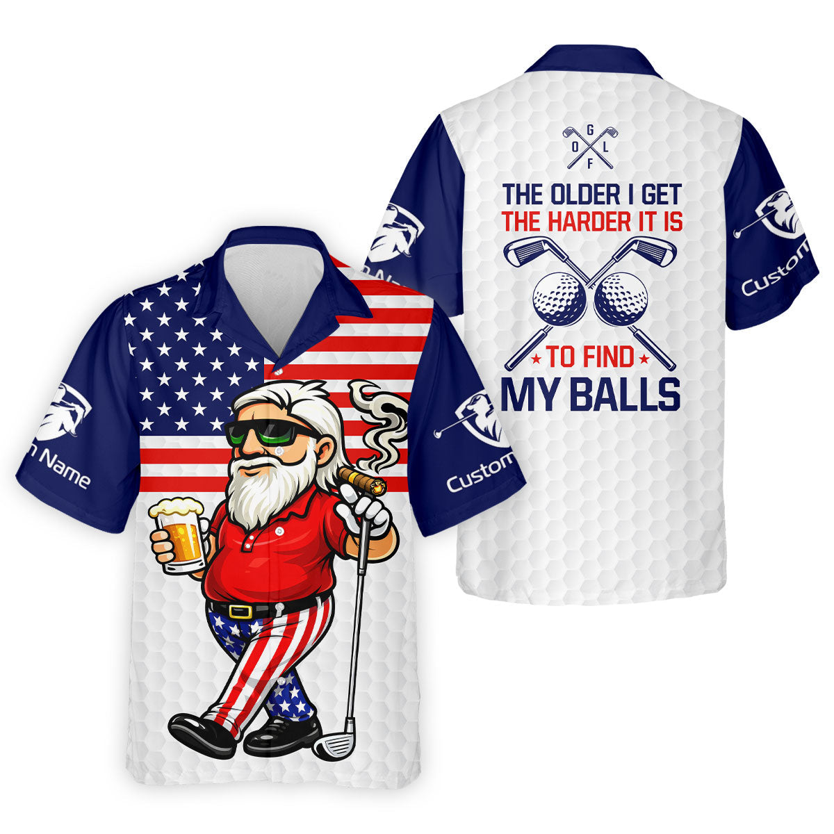 The Older I Get The Harder It Is To Find My Balls Golf And Beer 250 Years Patriotic 4th Of July Golf Shirts For Men
