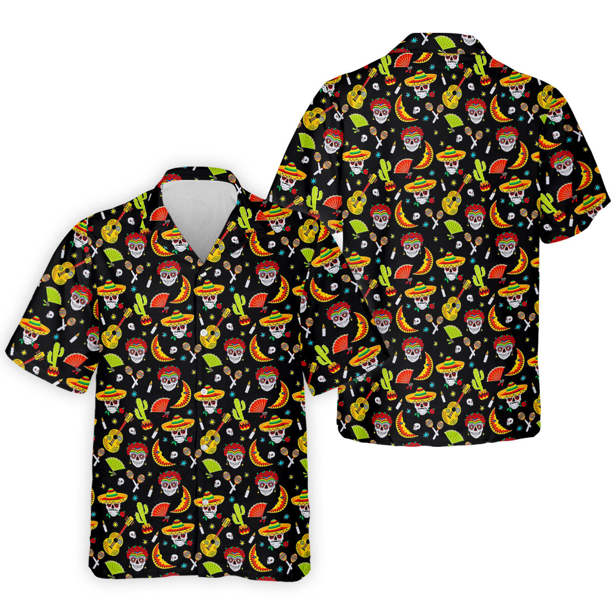 Day Of The Dead Mexican Symbols Cinco De Mayo Celebration Fiesta Themed Golf Shirts For Men
