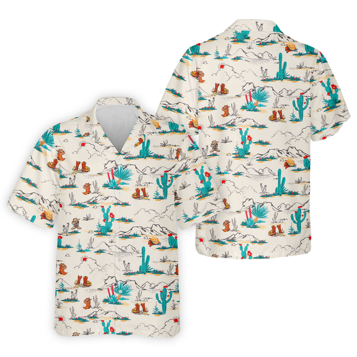 Western Desert Cowboy Boots Pattern Golf Shirt, Men's Golf Shirt, Printed Golf Shirts