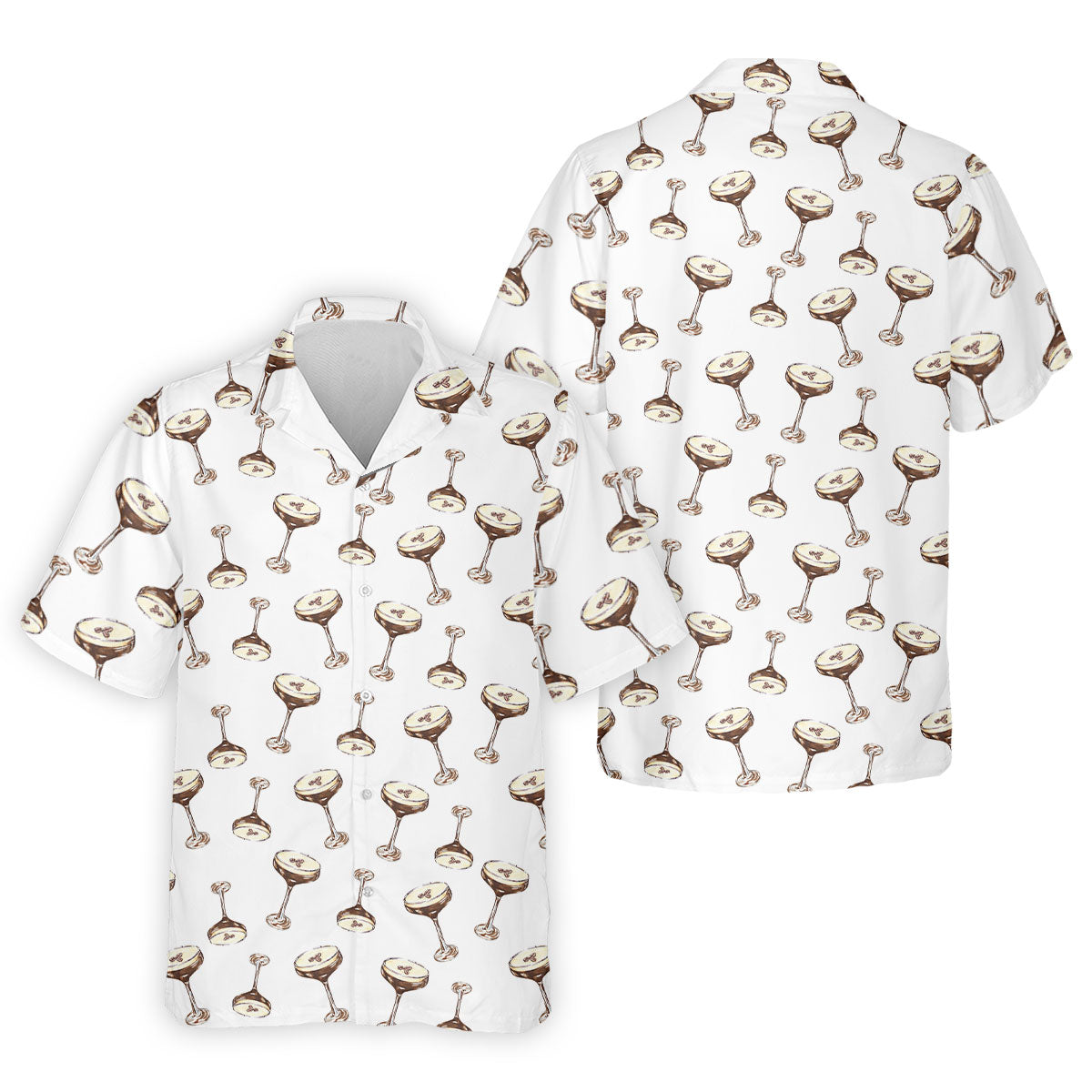Expresso Martini Doodle Seamless Pattern Hawaiian Golf Shirt, Polo Shirts For Men