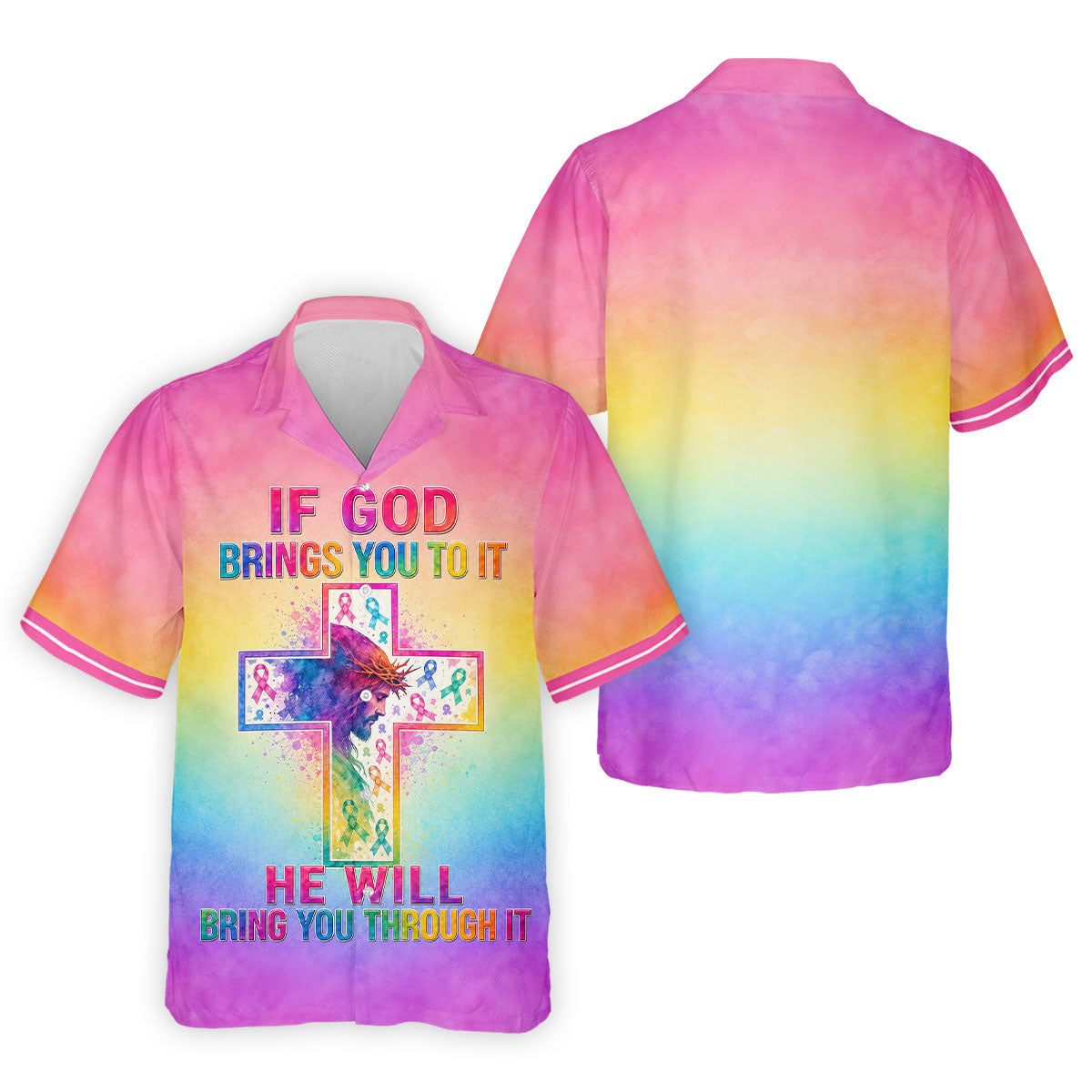 If God Brings You To It Cancer Cross Polo Shirt, Mens Golf Polo, Golf Apparel For Men