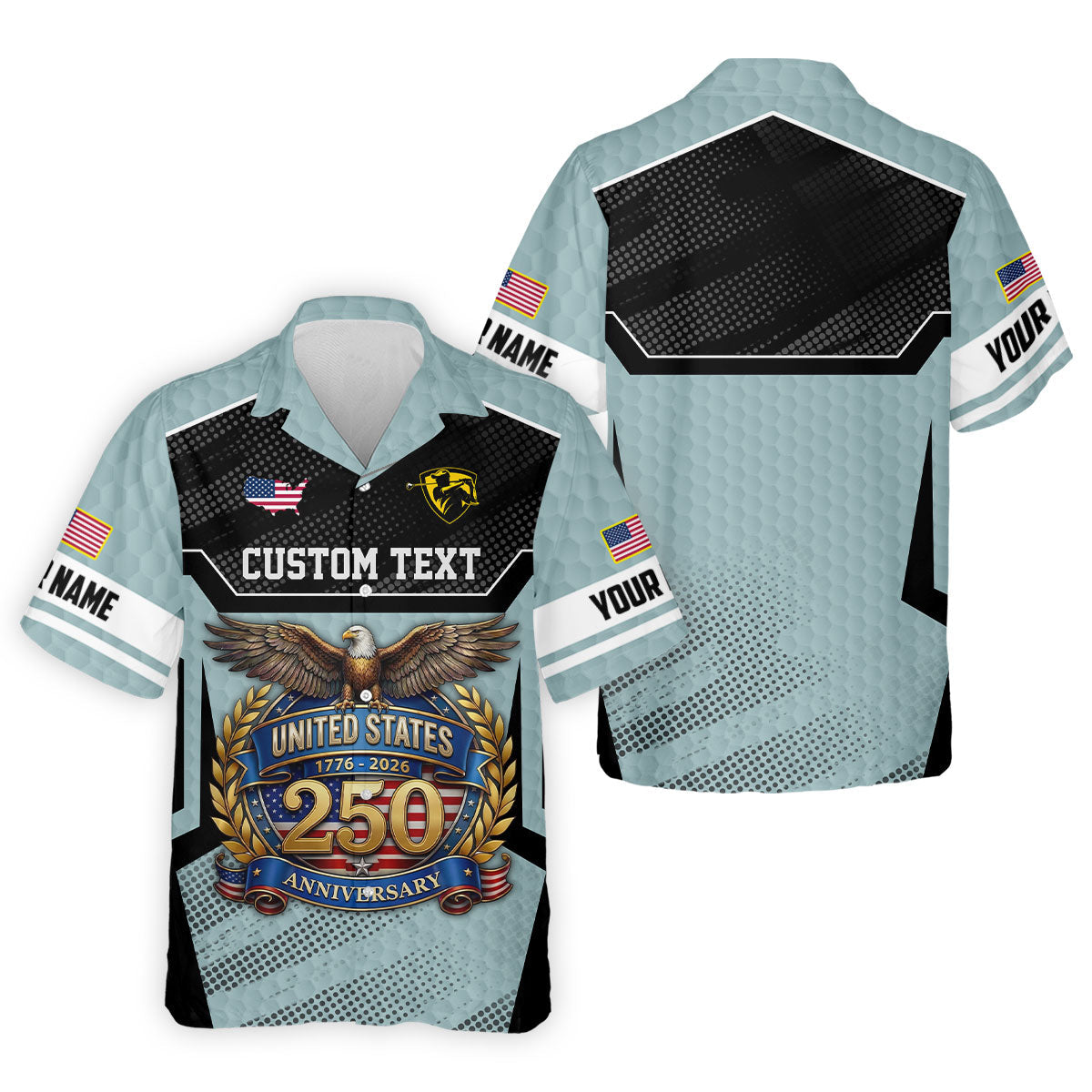 US 250 Anniversary Patriotic 4th Of July Blue Grey Golf Shirt, Polo Shirts For Men, Golf Shirts For Men