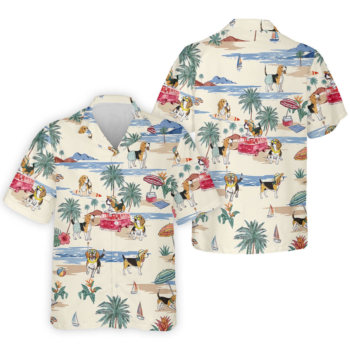 Cute Beagle Beach Vacation Tropical Golf Polo Shirt, Hawaiian Golf Shirt, Golf Shirts For Men