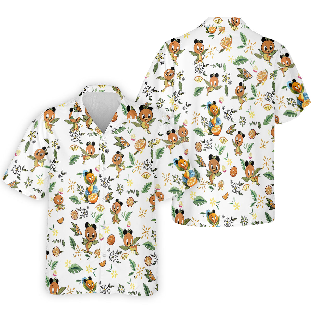 Orange Bird Floral Citrus Golf Polo Shirt, Printed Golf Shirts, Hawaiian Golf Shirt