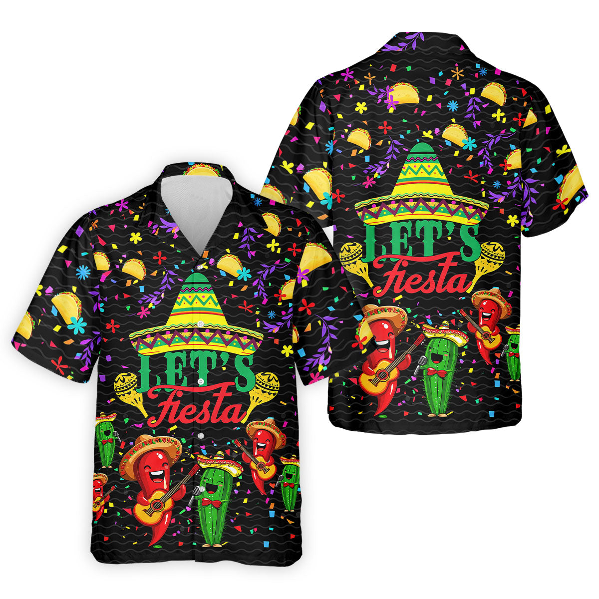 Let's Fiesta Party Golf Tops For Men, Cinco De Mayo Celebration Golf Shirts For Men