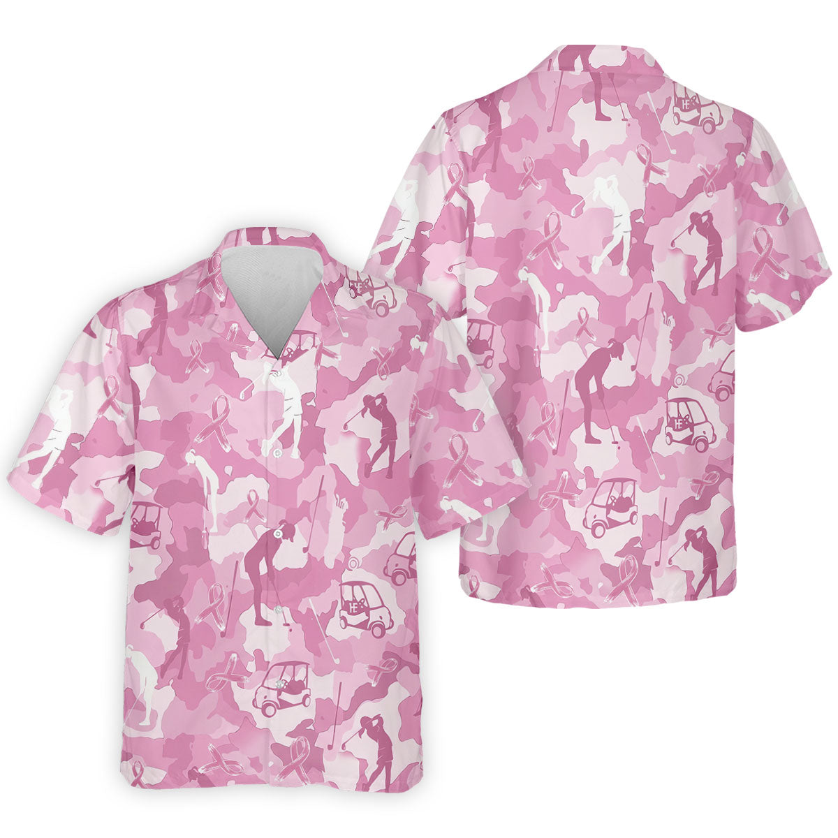 Pink Camo Golfer Breast Cancer Ribbon Polo Shirt, Golf Shirts For Men, Mens Golf Apparel