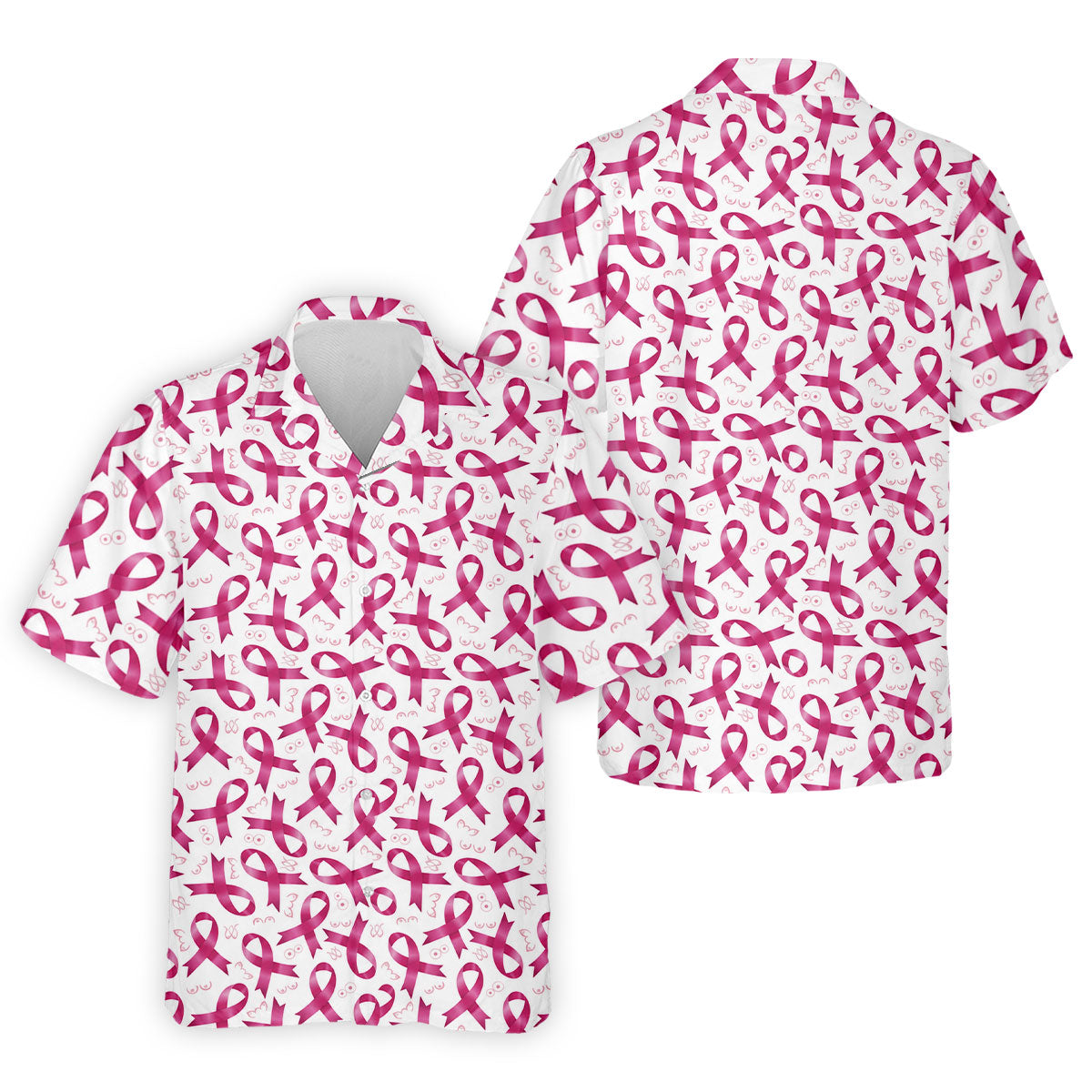 Glossy Pink Ribbon Breast Cancer Polo Shirt, Men's Golf Shirt, Mens Golf Apparel