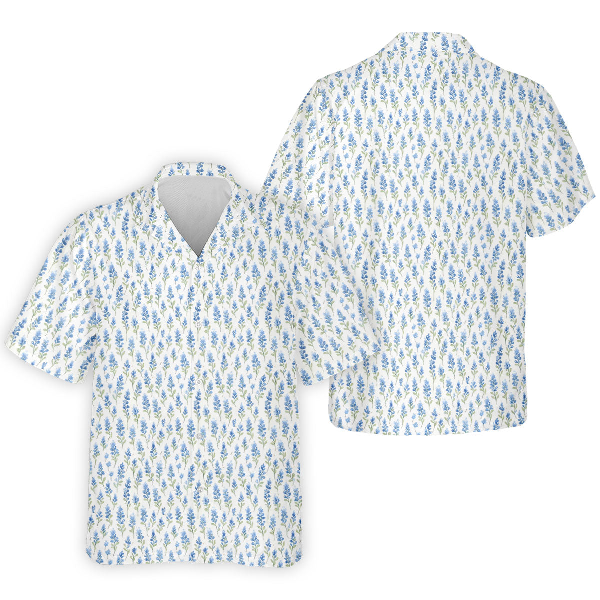 Texas Bluebonnet Floral Pattern Golf Polo Shirt, Mens Golf Polo, Hawaiian Golf Shirt