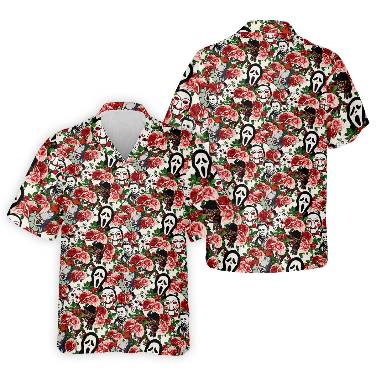 Rose Horror Character Collage Halloween Golf Shirt, Mens Golf Shirts, Golf Apparel For Men