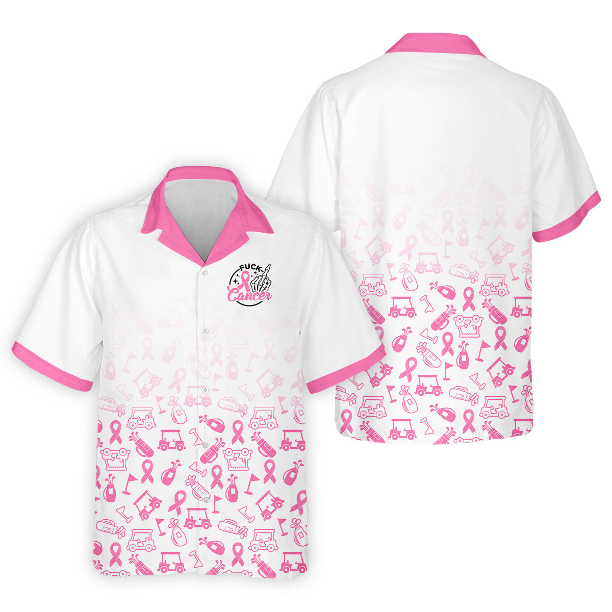Fuck Cancer Pink Ribbon Breast Cancer Polo Shirt, Mens Polo Shirts, Golf Apparel For Men