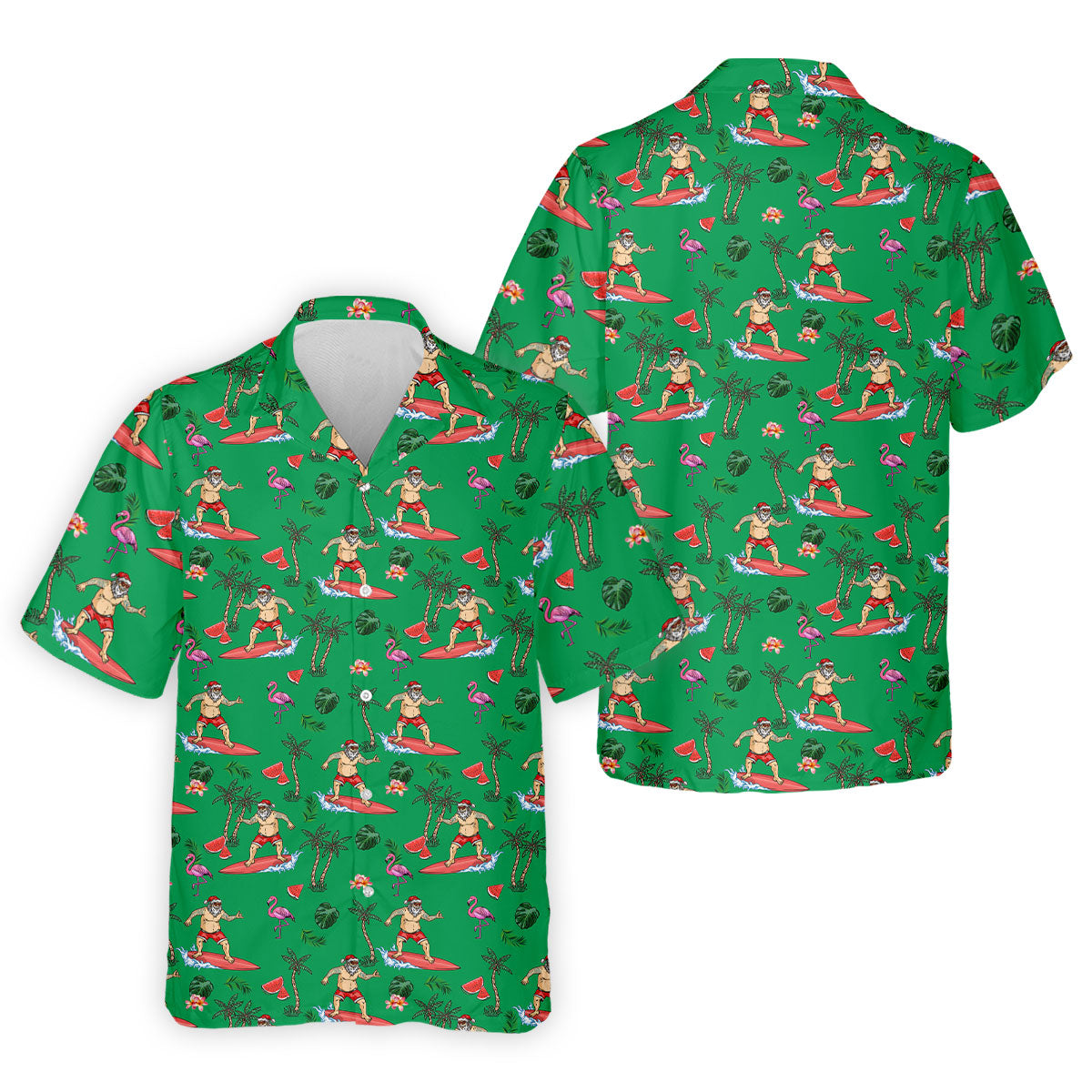 Surfing Santa Tropical Beach Golf Polo Shirt, Christmas Golf Shirt, Printed Golf Shirts, Golf Apparel For Men