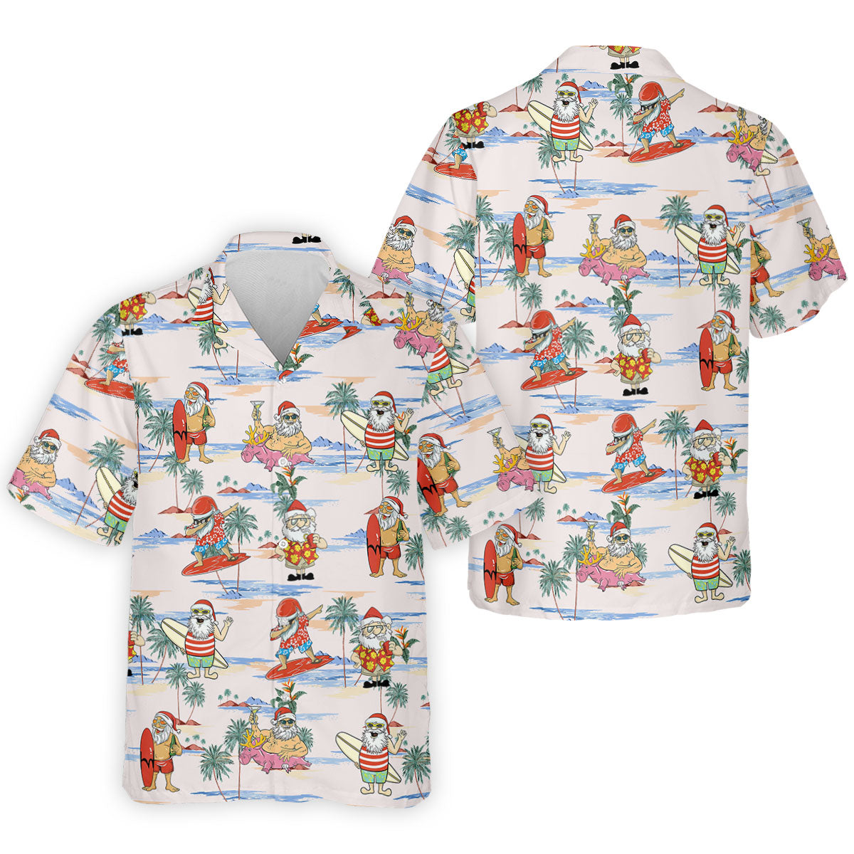 Funny Tropical Santa Christmas Golf Shirt, Men's Golf Shirt, Hawaiian Golf Shirt, Printed Golf Shirts