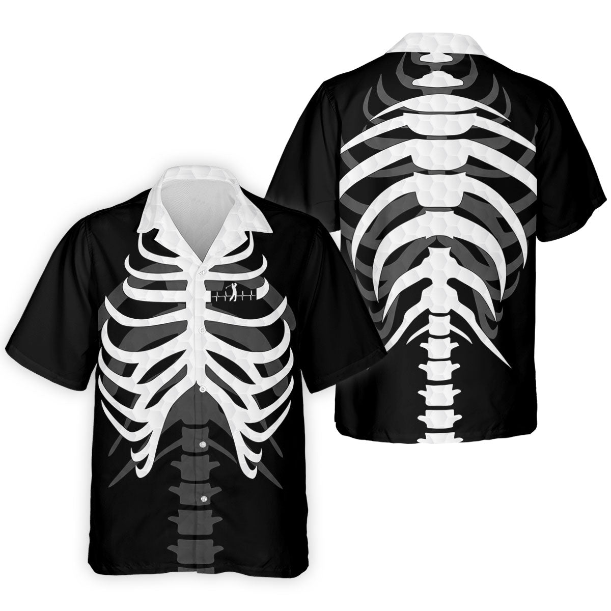 X-Ray Skeleton Rib Cage Halloween Golf Polo Shirt, Mens Golf Polo, Mens Golf Shirts