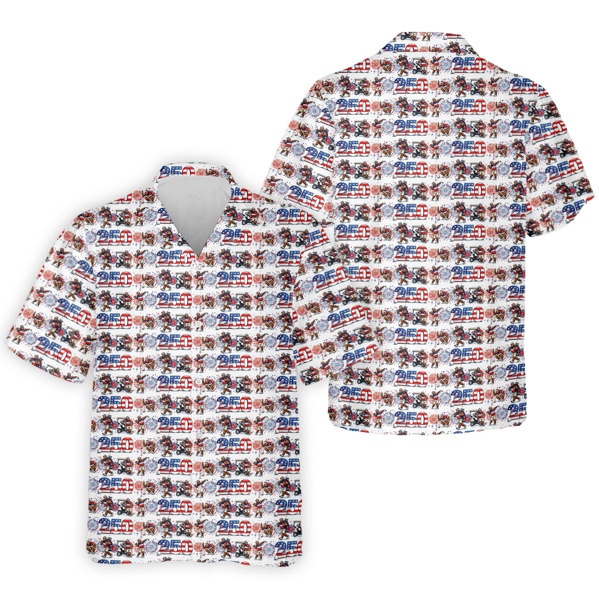Funny Bigfoot Golf Pose Patriotic 4th Of July White Golf Shirt, 250 Years Golf Shirts For Men
