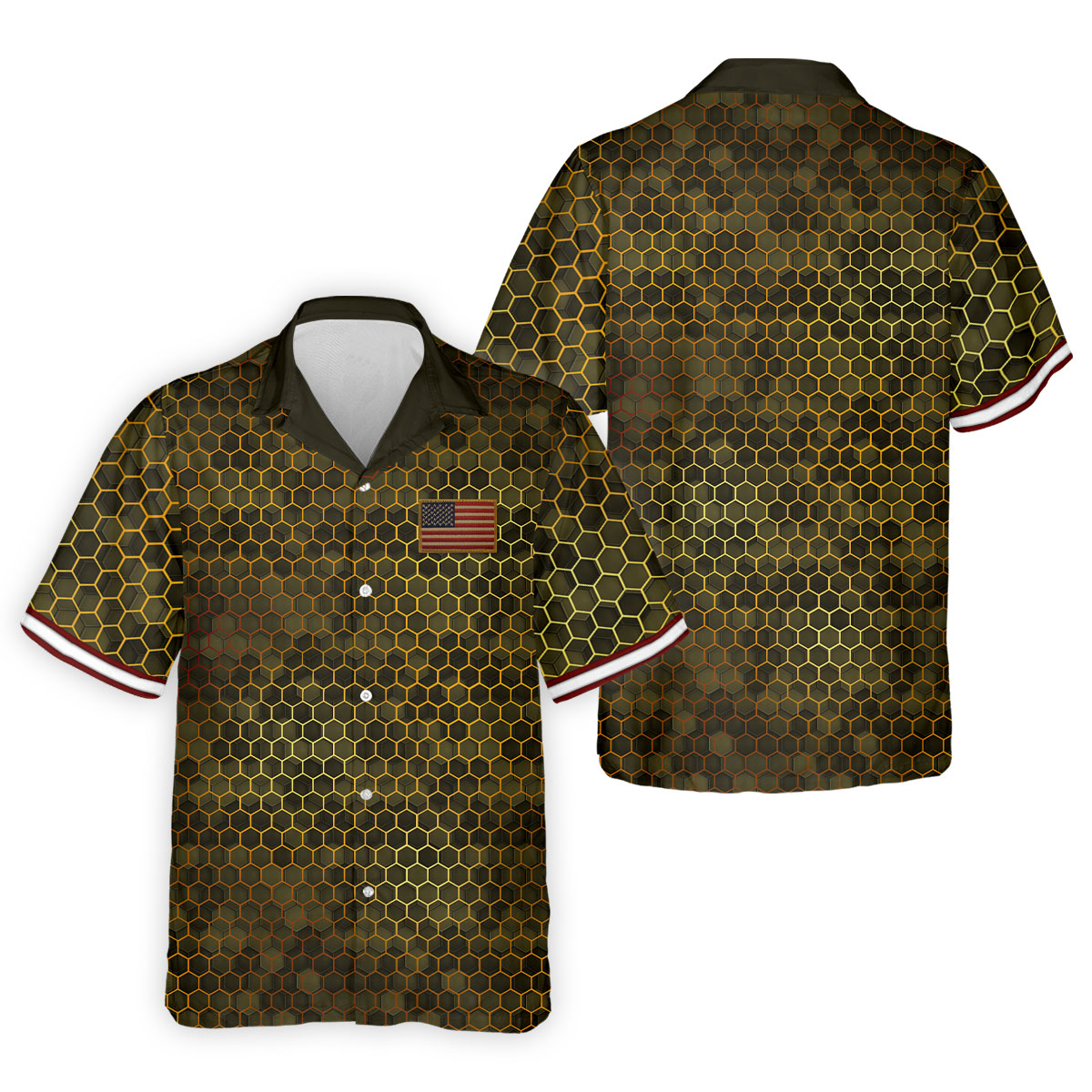 Hexagonal Camo Patriotic 4th Of July Golf Shirt, 250 Years Polo Shirts For Men