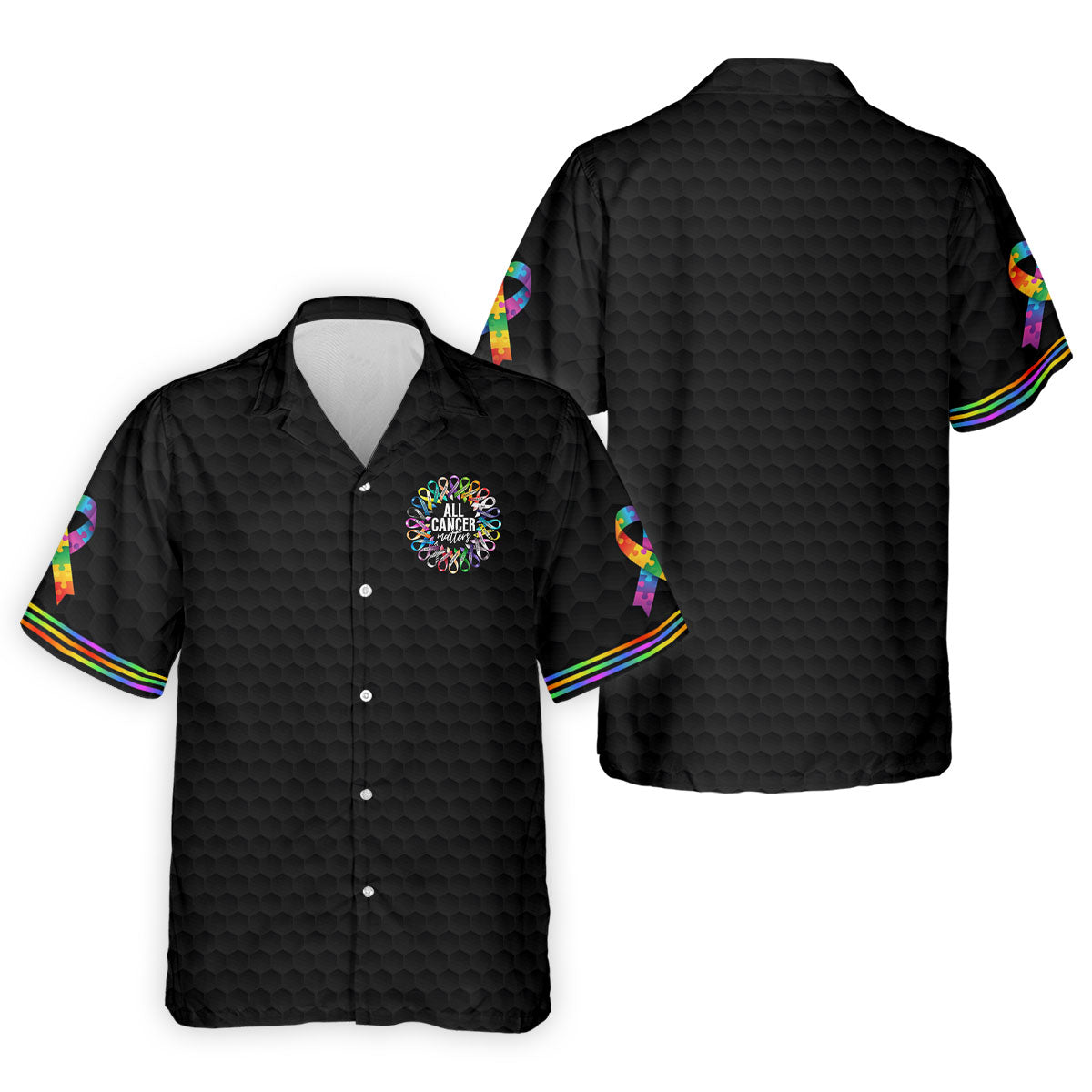 All Cancer Matters Multicolor Ribbon Golf Polo Shirt, Mens Golf Shirts, Polo Shirts For Men